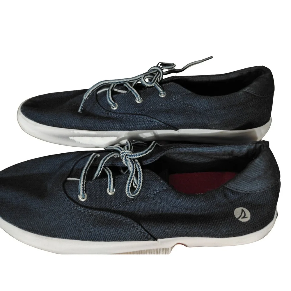 Sperry Washable‎ Memory Foam Blue Canvas Lace Up Boat Sneakers Size 7M